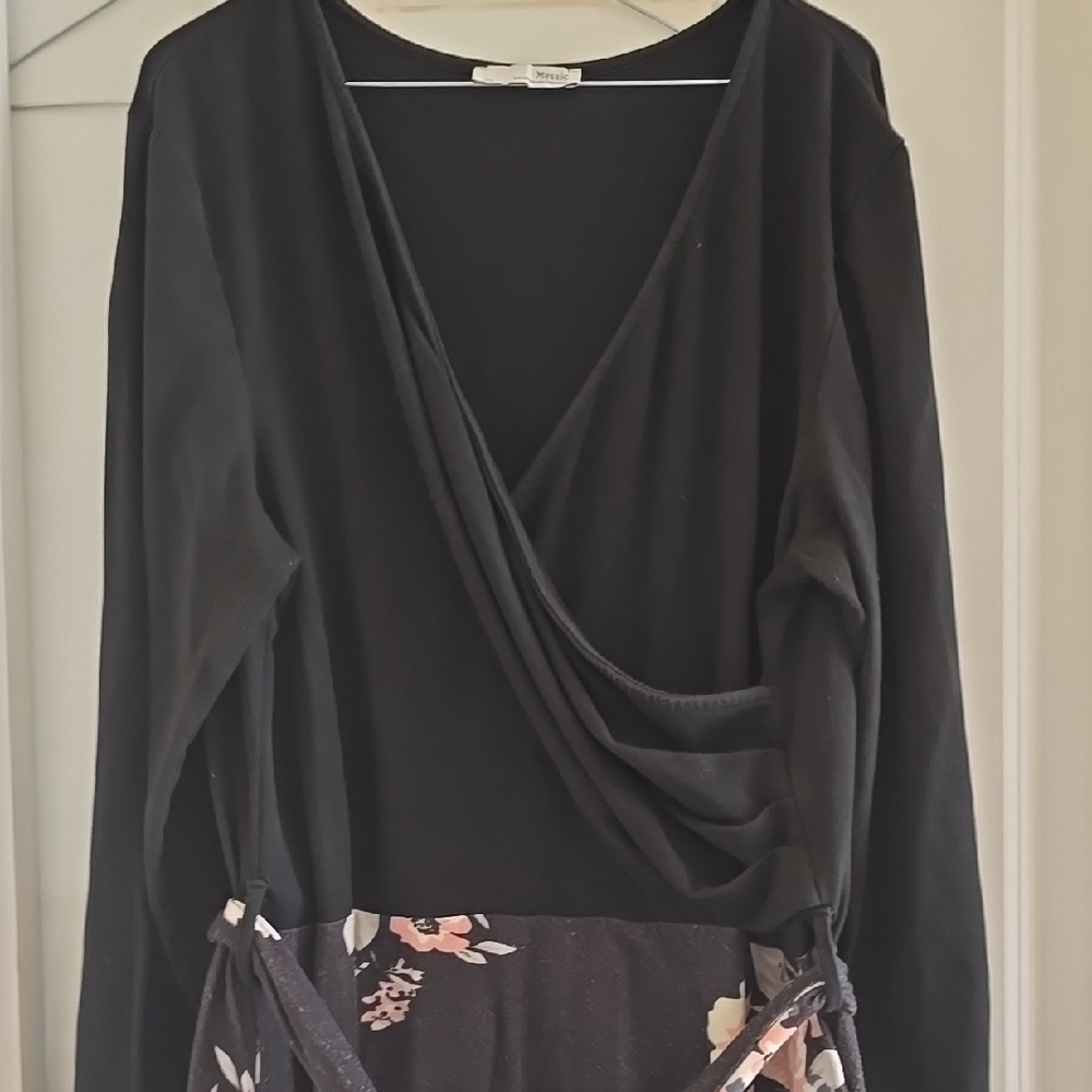 Black Floral Wrap Dress